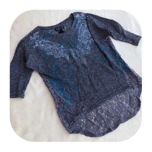 Shyanne M sweater blouse with see thru back